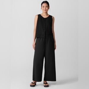 NWT Eileen Fisher Black Wide Leg Poplin Pants